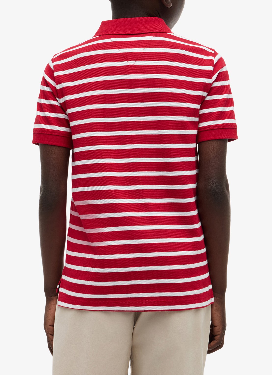 Tommy Hilfiger Polo van piqué katoen - achterkant 5 primary red stripe-0ew / rood