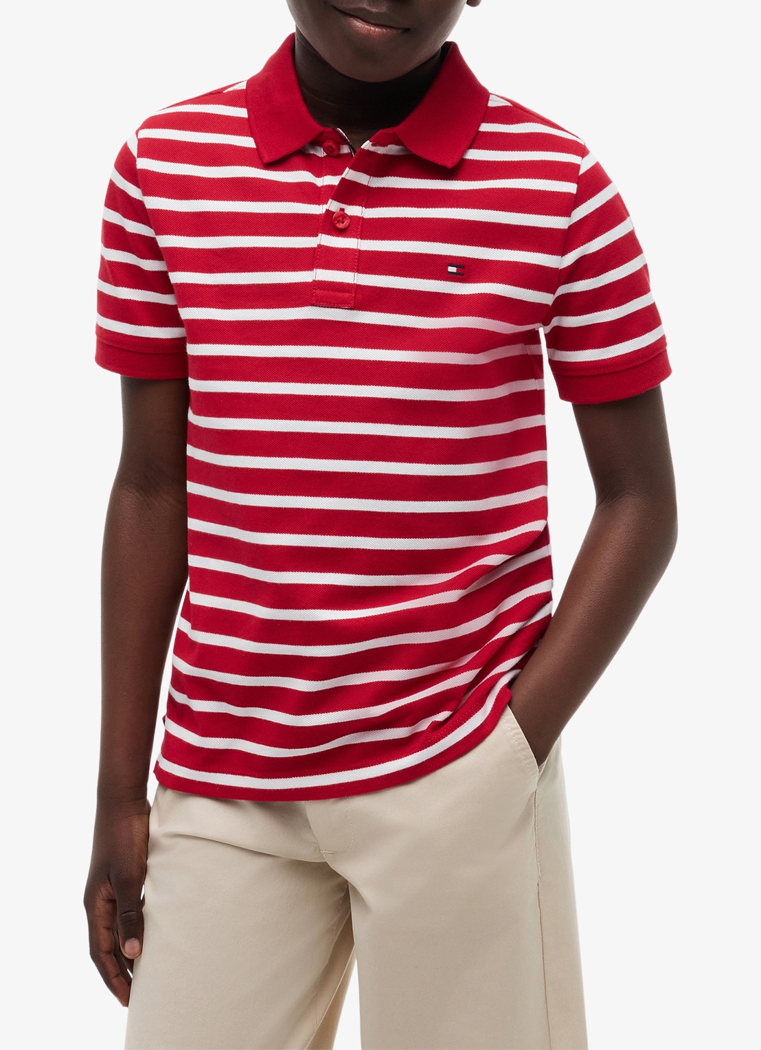 Tommy Hilfiger Polo van piqué katoen - detail 3 primary red stripe-0ew / rood