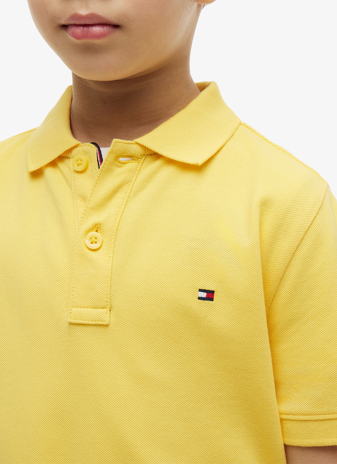 Tommy Hilfiger Polo van piqué katoen - detail 3 tuscan sun-zgk / geel