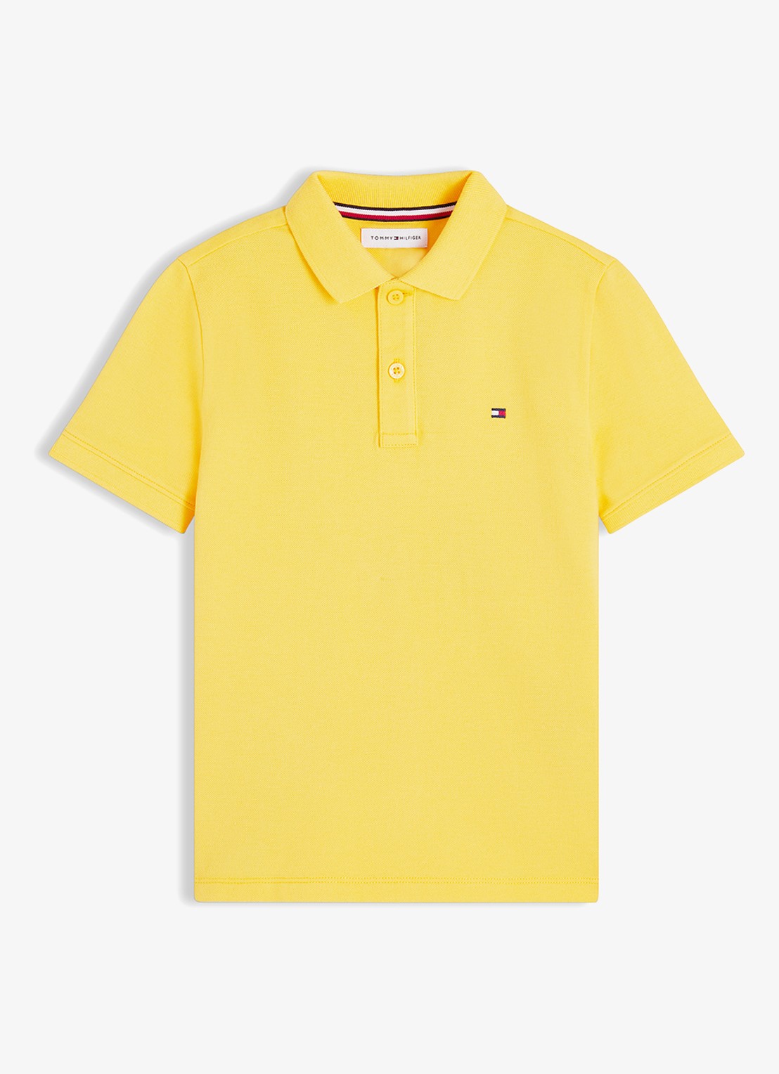 Tommy Hilfiger Polo van piqué katoen - voorkant 4 tuscan sun-zgk / geel
