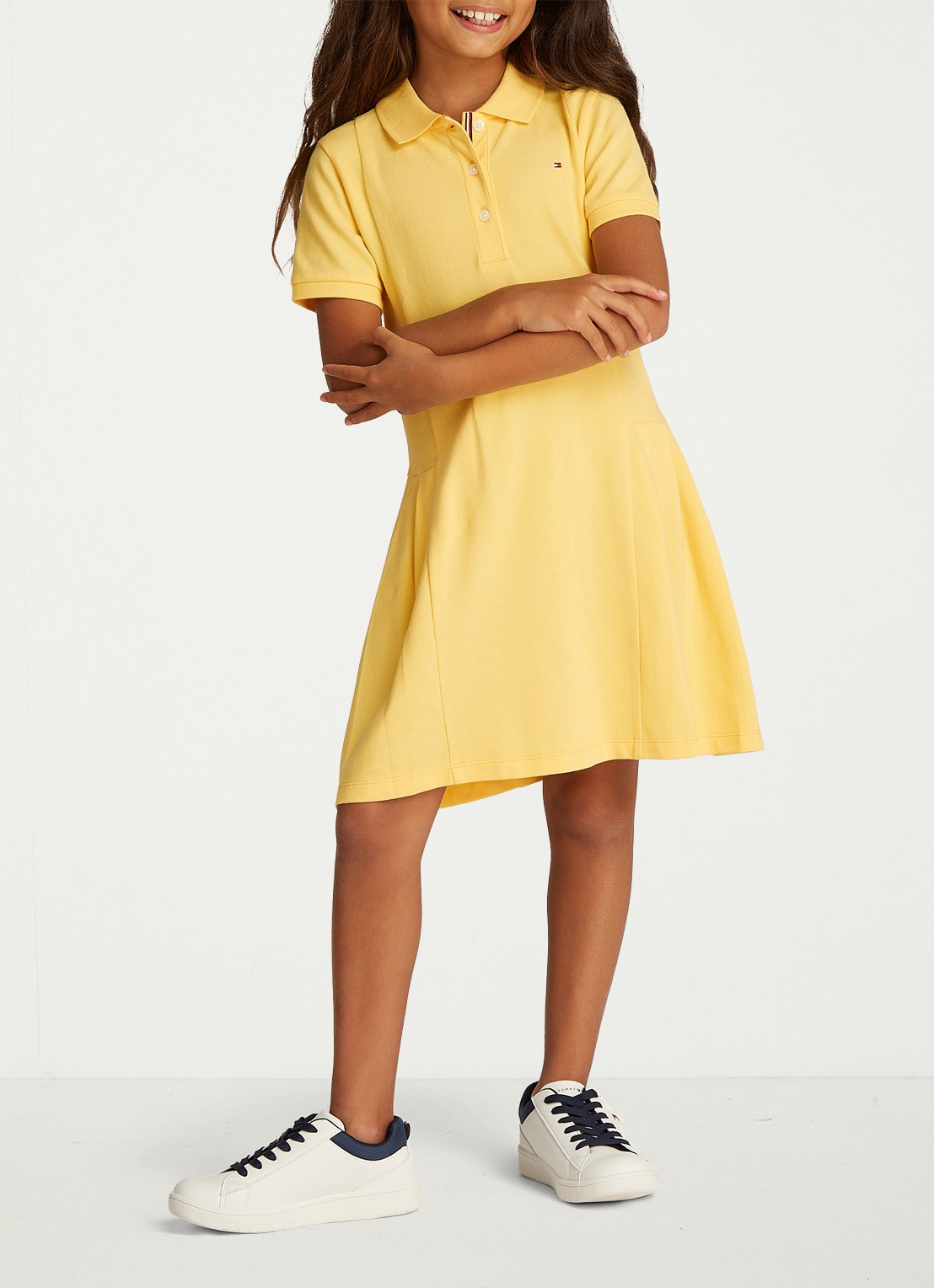 Tommy Hilfiger Polojurk met logo - voorkant 4 citronella / geel