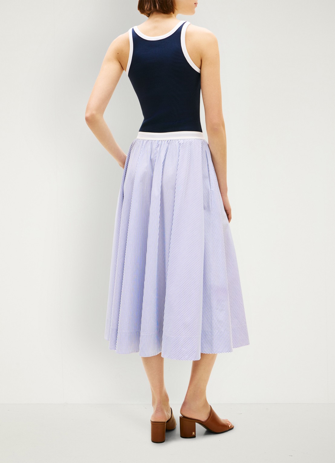 Tommy Hilfiger Poplin midi rok met plooien - achterkant 5 lichtblauw