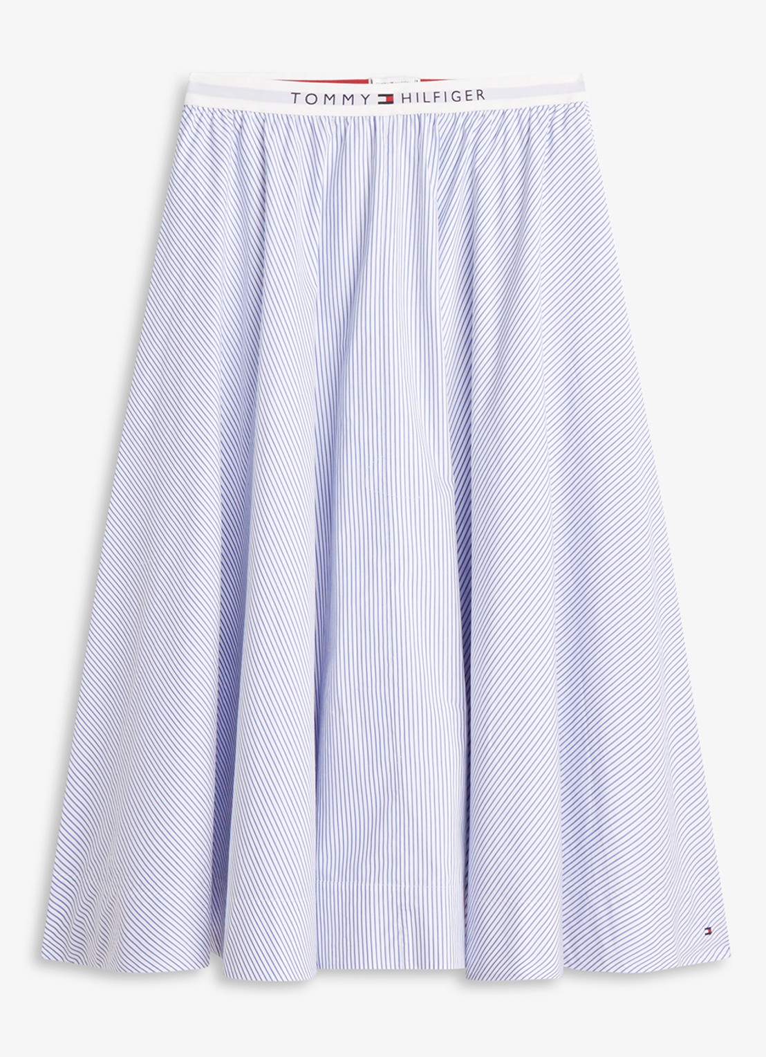 Tommy Hilfiger Poplin midi rok met plooien - voorkant lichtblauw