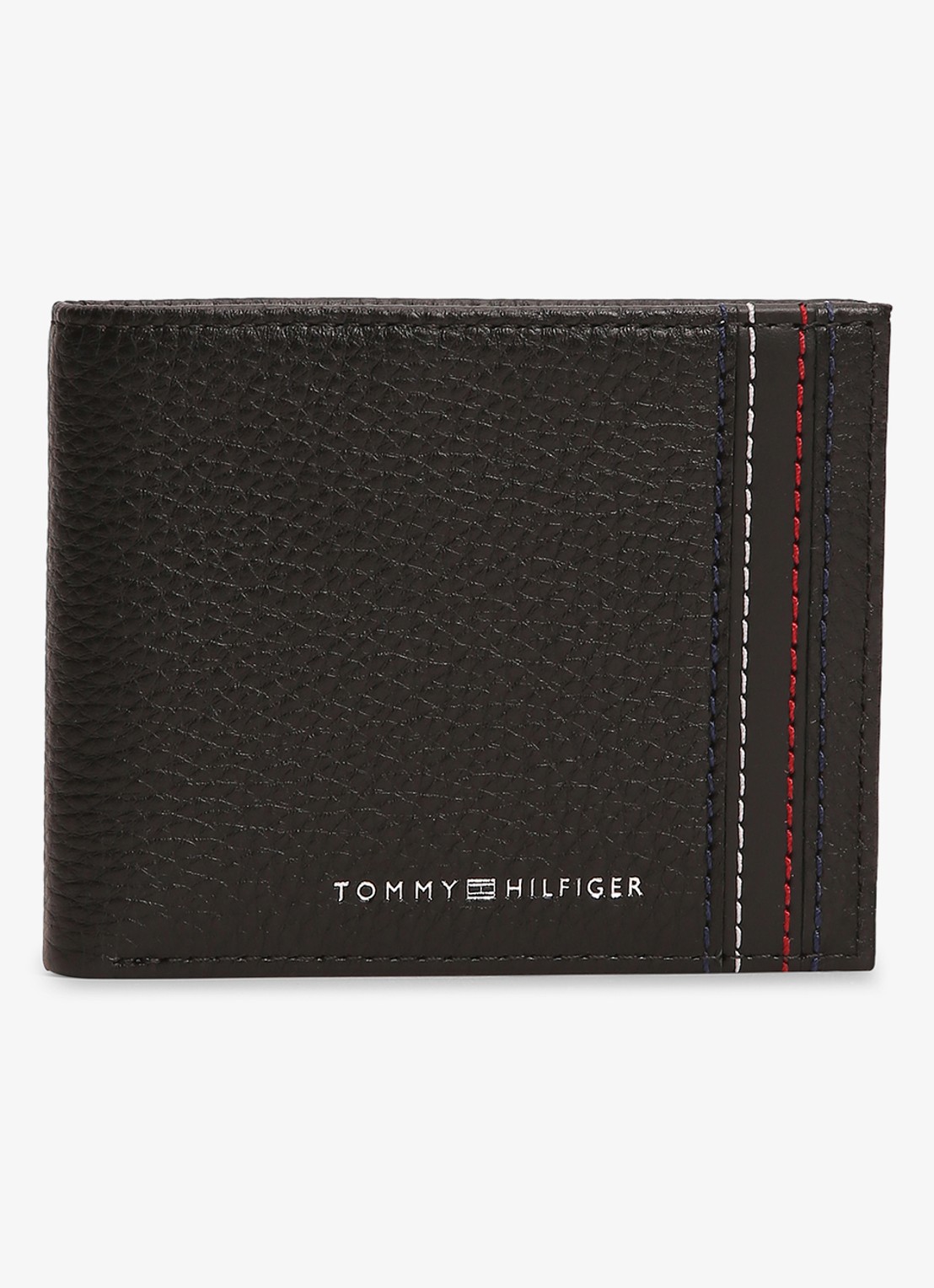 Tommy Hilfiger Portemonnee van leer met logo - voorkant 2 zwart