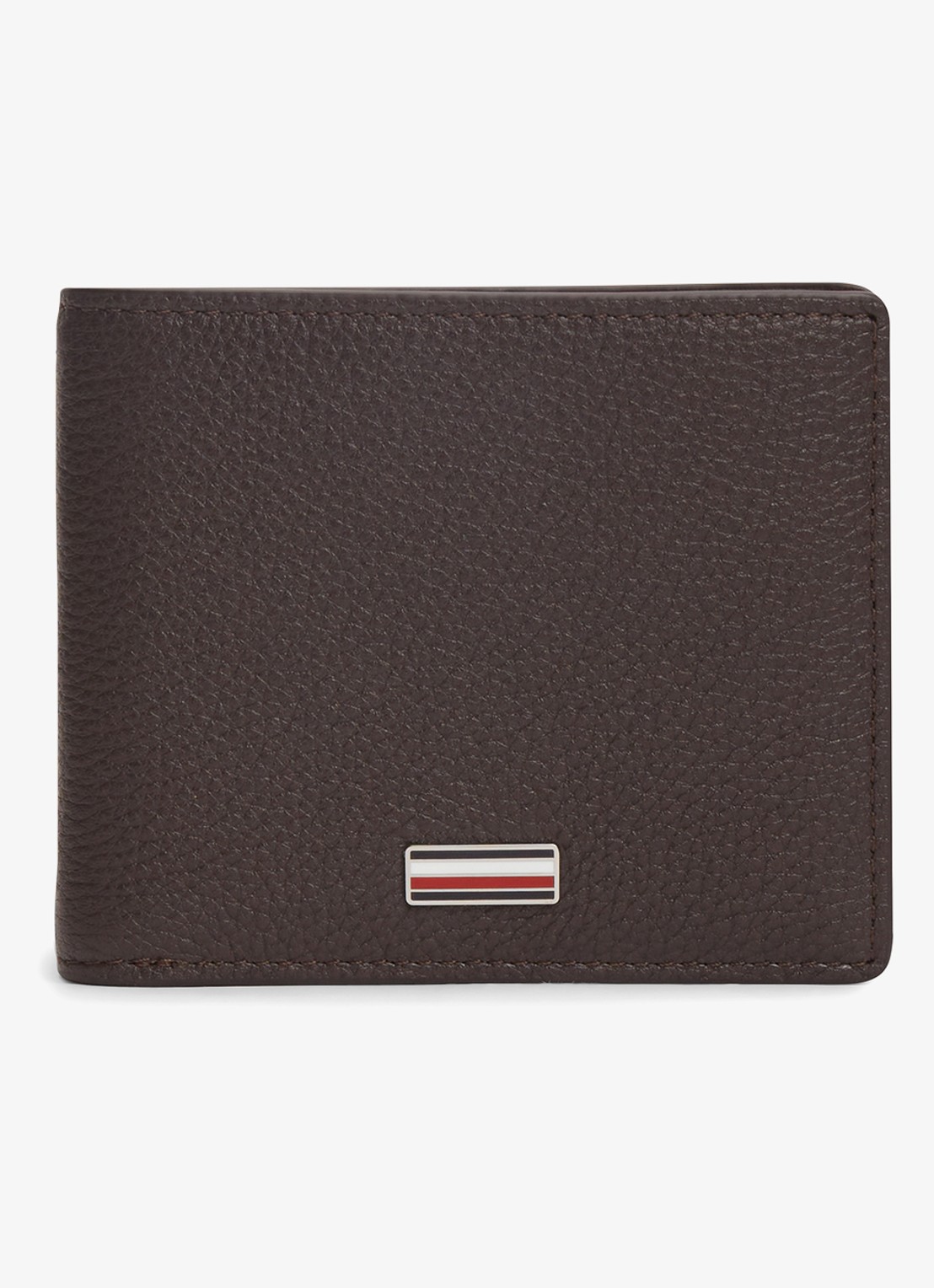 Tommy Hilfiger Portemonnee van leer - voorkant 2 donkerbruin