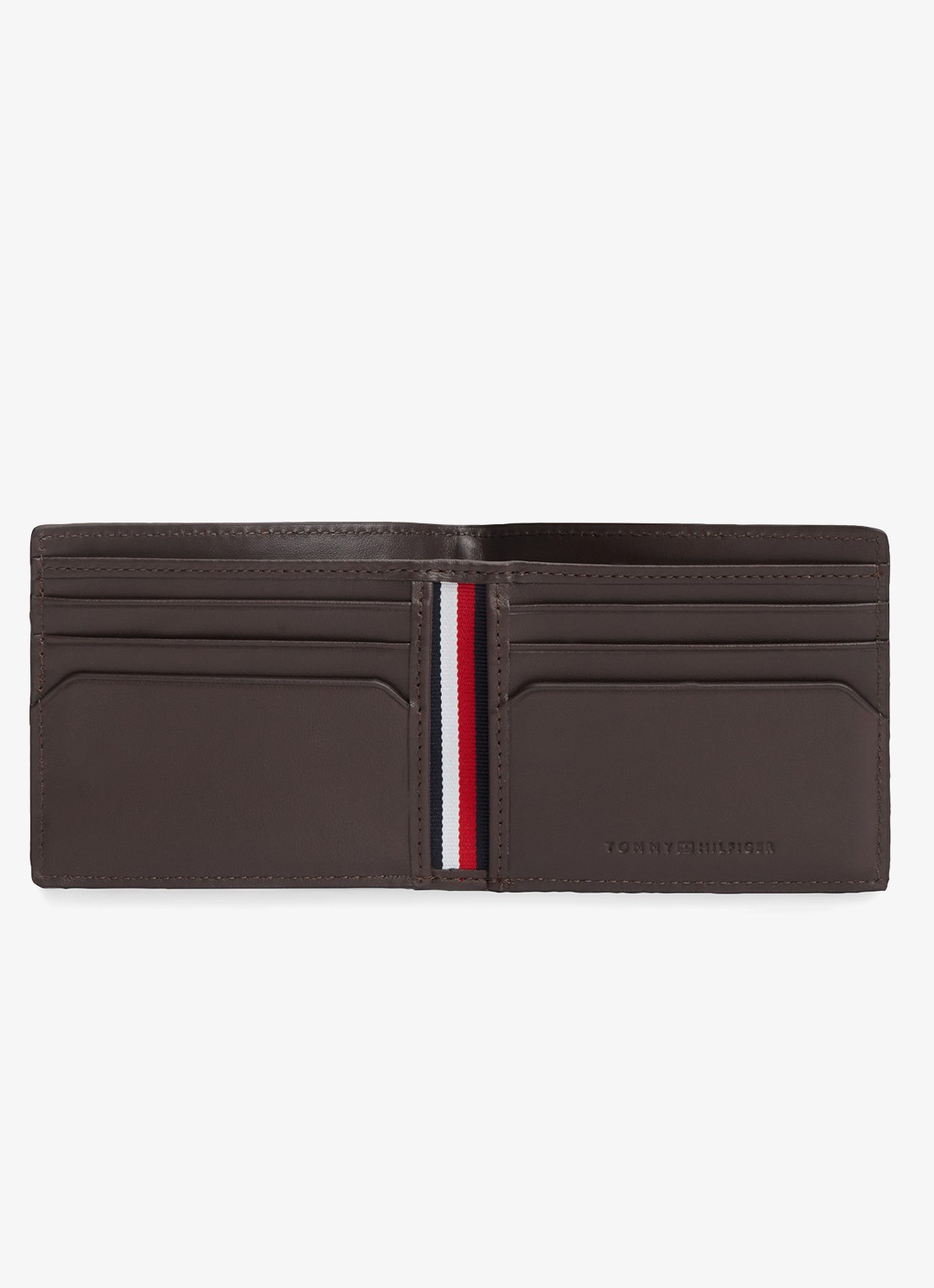 Tommy Hilfiger Portemonnee van leer - voorkant 3 donkerbruin