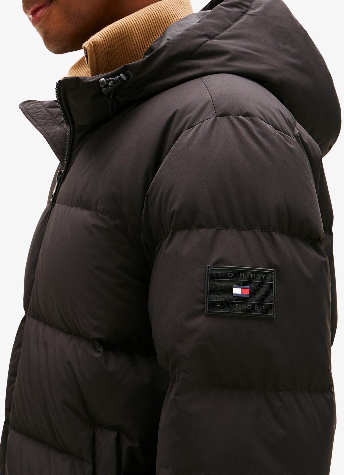 Tommy Hilfiger Puffer jack met capuchon en waterafstotende coating - voorkant 5 zwart
