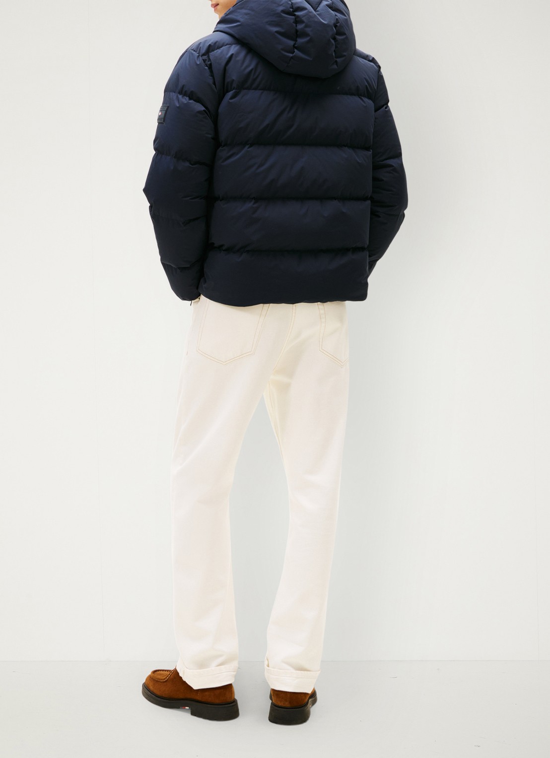 Tommy Hilfiger Puffer jack met capuchon en waterafstotende coating - achterkant 5 donkerblauw