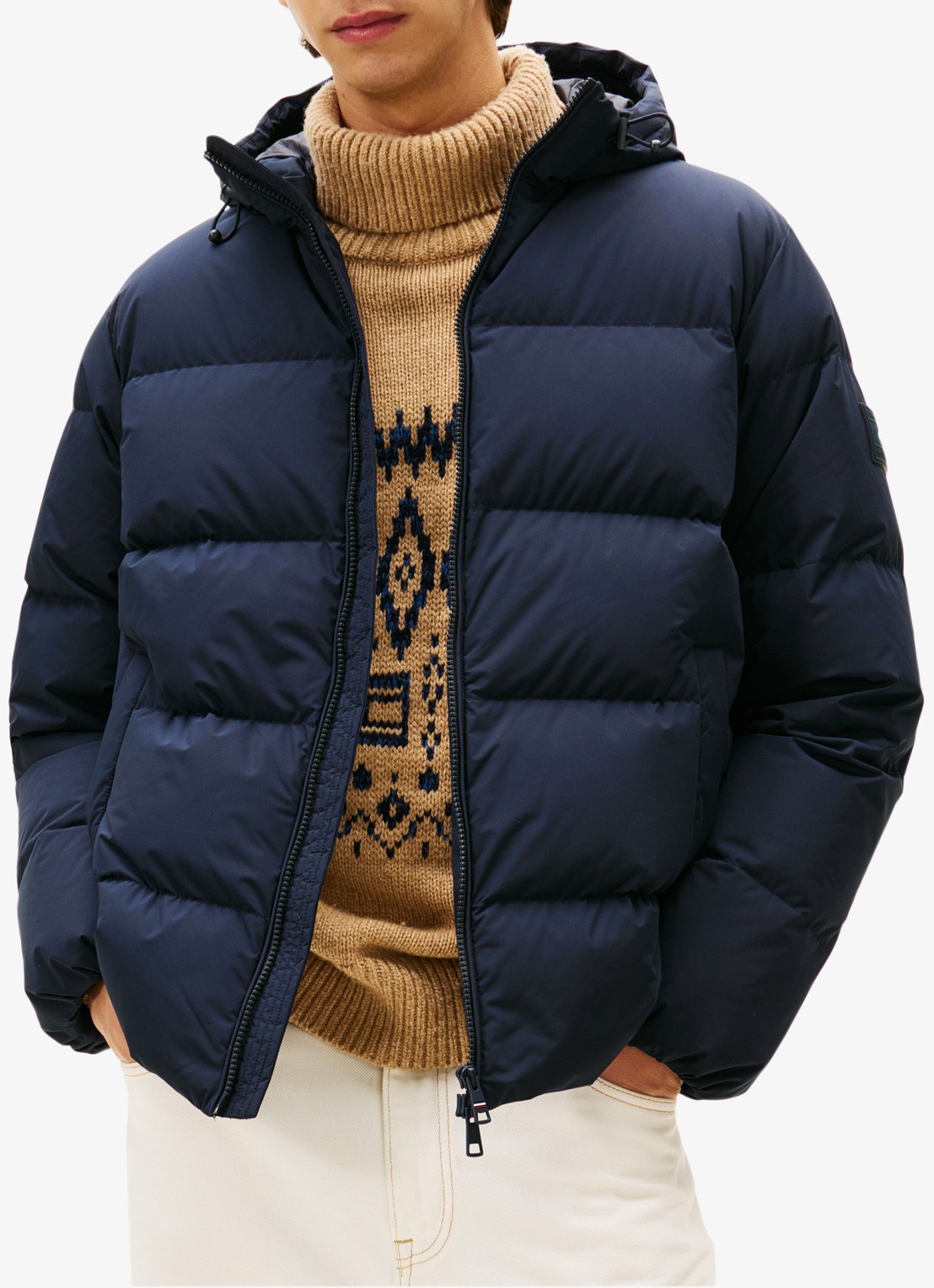 Tommy Hilfiger Puffer jack met capuchon en waterafstotende coating - detail 3 donkerblauw