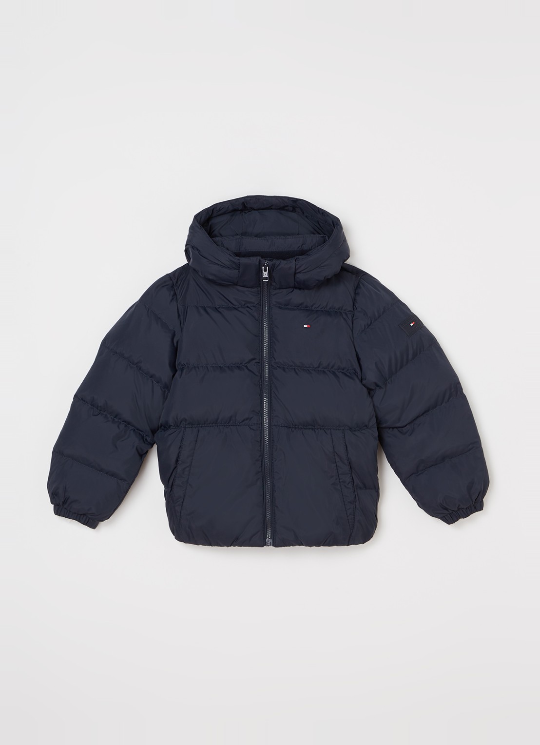Tommy Hilfiger Puffer jack met donsvulling en afneembare capuchon - voorkant 2 lichtblauw