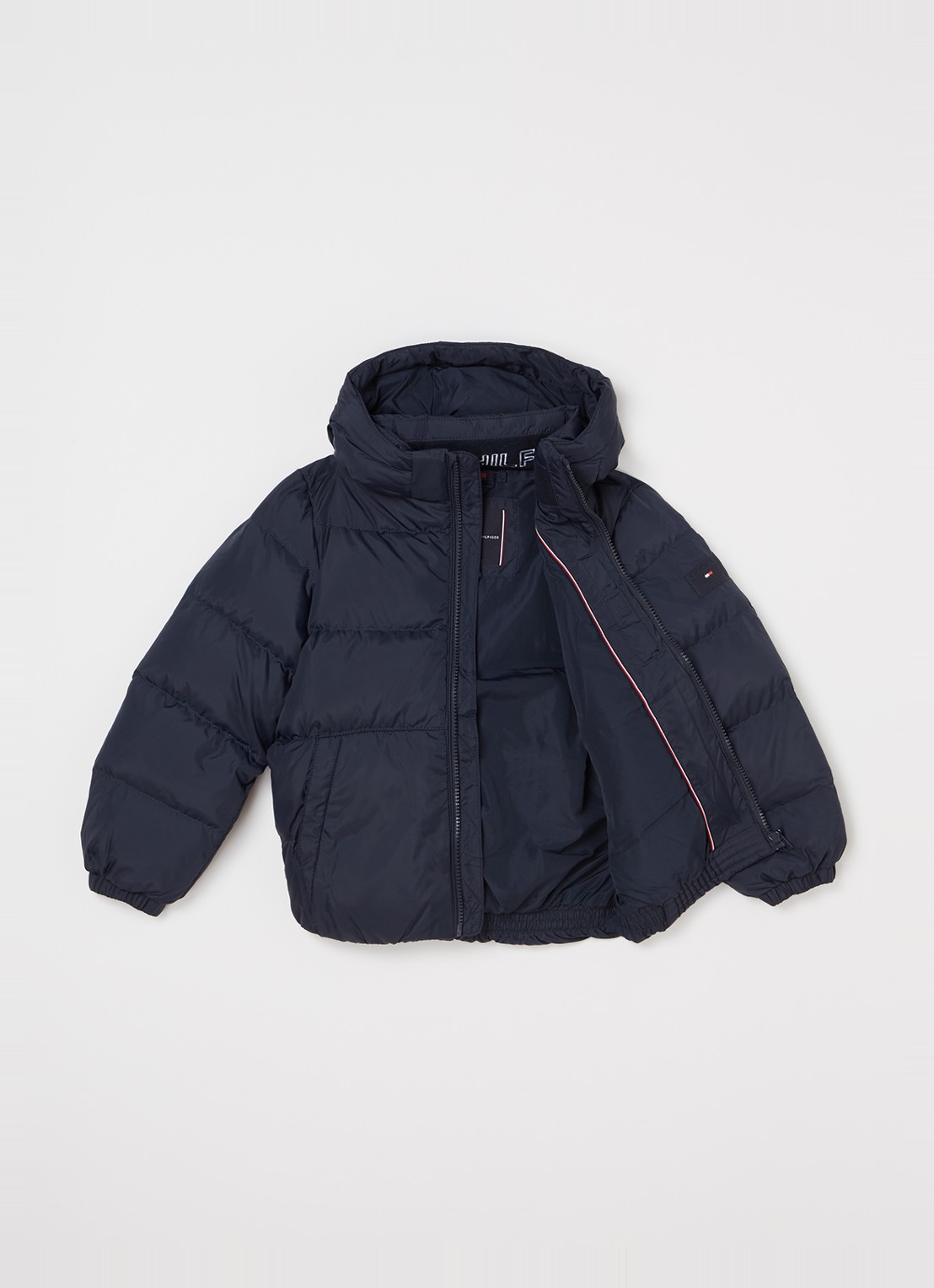 Tommy Hilfiger Puffer jack met donsvulling en afneembare capuchon - voorkant 3 lichtblauw