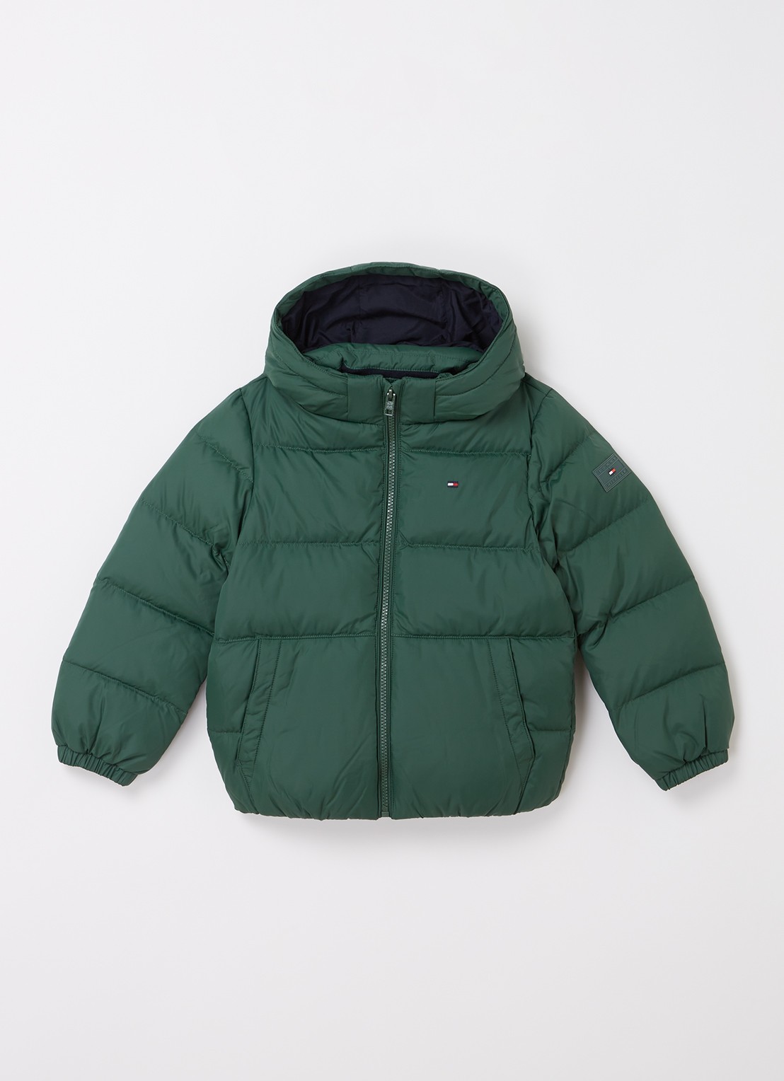 Tommy Hilfiger Puffer jack met donsvulling en afneembare capuchon - voorkant groen