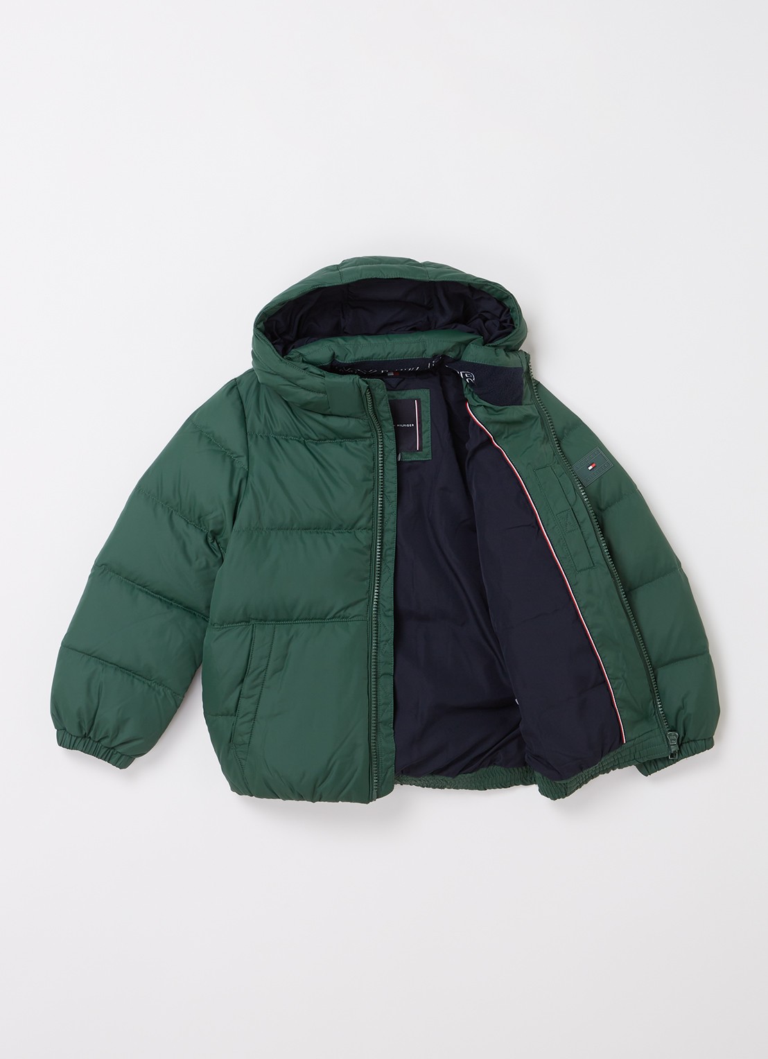 Tommy Hilfiger Puffer jack met donsvulling en afneembare capuchon - voorkant 2 groen