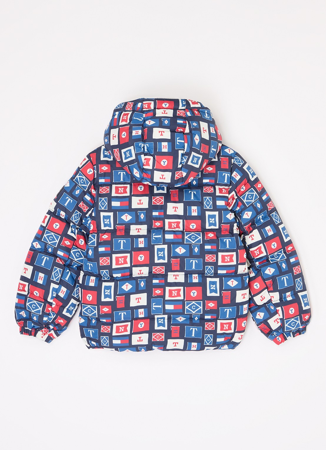 Tommy Hilfiger Puffer jack met donsvulling en afneembare capuchon - achterkant donkerblauw