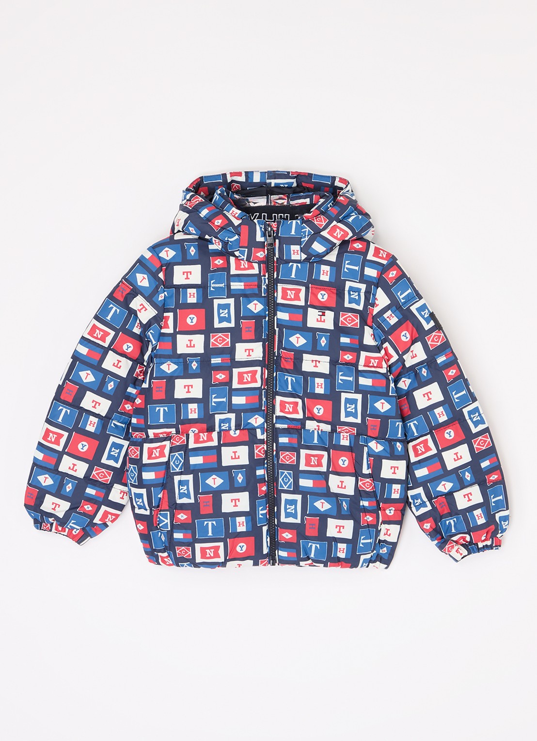 Tommy Hilfiger Puffer jack met donsvulling en afneembare capuchon - voorkant 2 donkerblauw