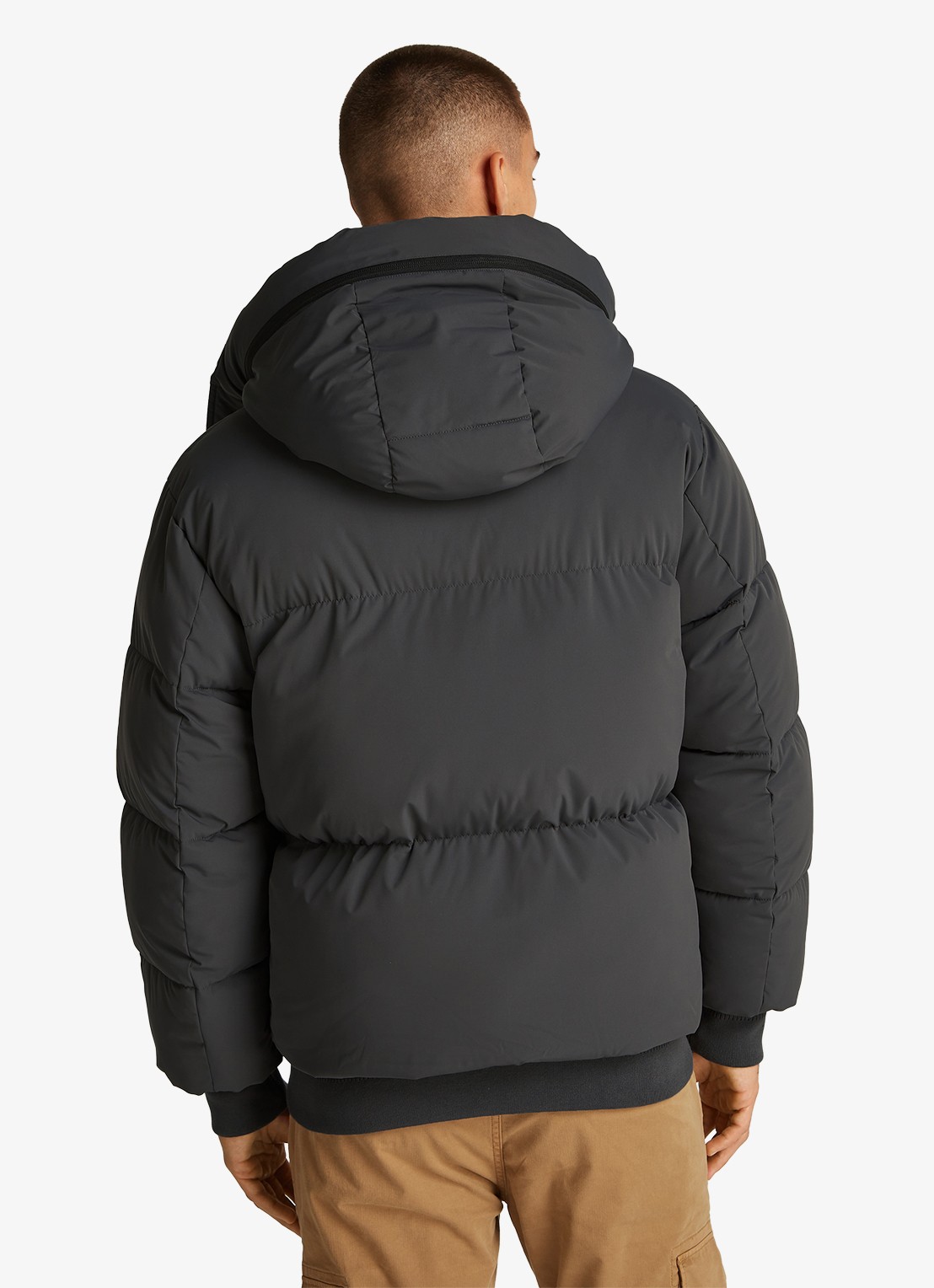 Tommy Hilfiger Puffer jas met capuchon en logo - achterkant 6 zwart