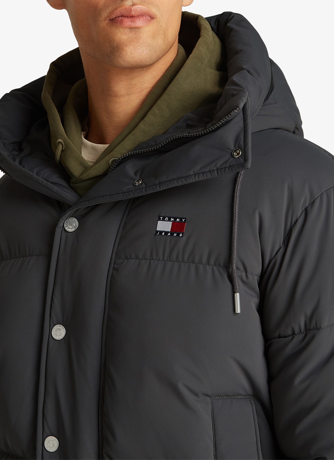 Tommy Hilfiger Puffer jas met capuchon en logo - detail 2 zwart
