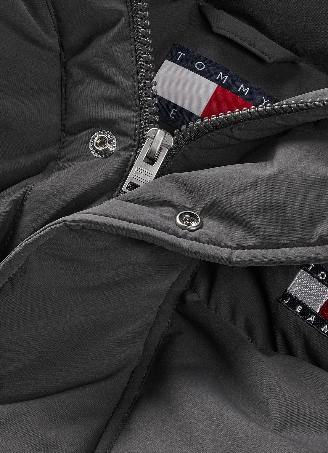 Tommy Hilfiger Puffer jas met capuchon en logo - detail 3 zwart