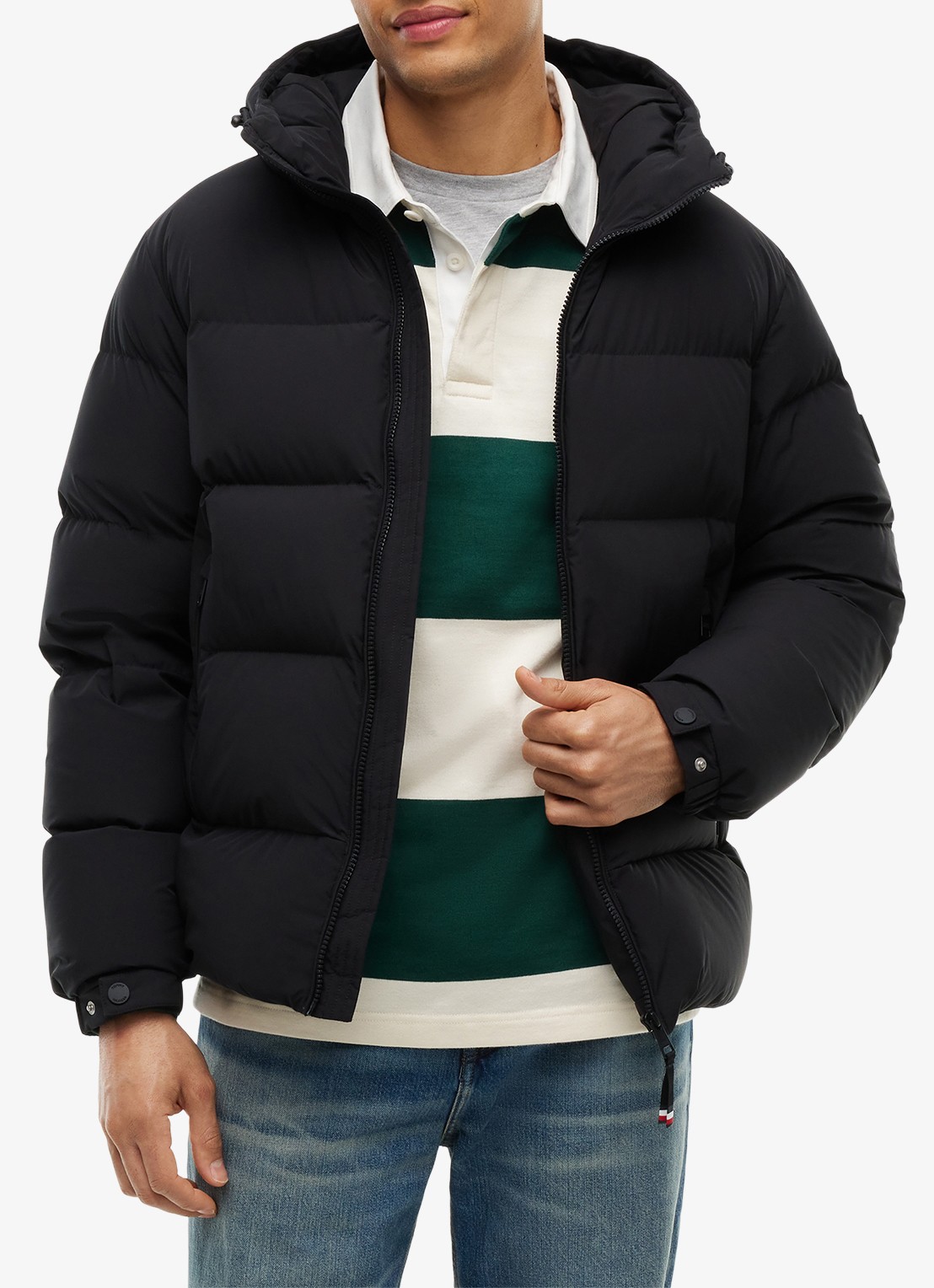 Tommy Hilfiger Puffer jas met donsvulling en capuchon  - detail 4 zwart