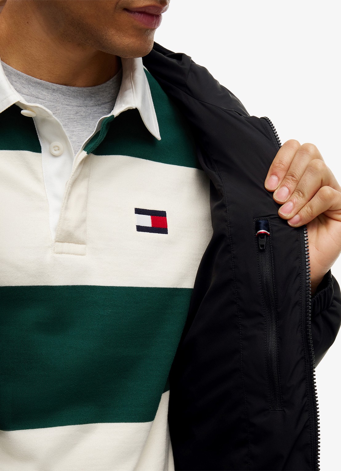 Tommy Hilfiger Puffer jas met donsvulling en capuchon  - detail 6 zwart