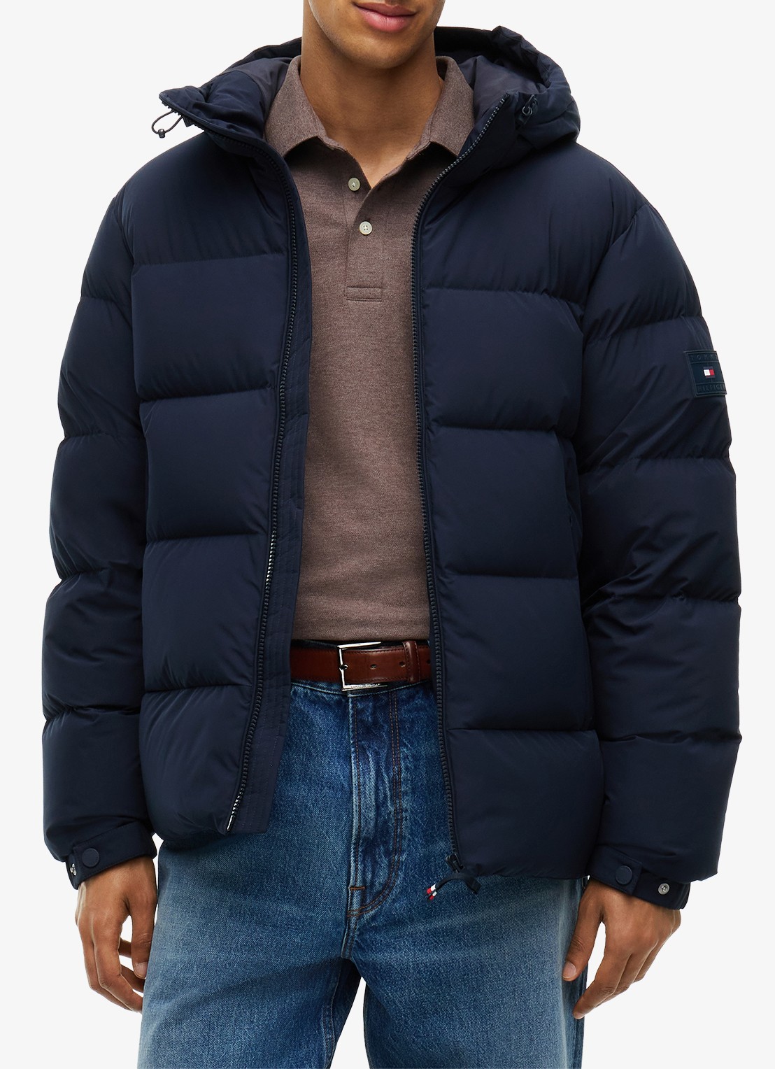 Tommy Hilfiger Puffer jas met donsvulling en capuchon  - detail 4 donkerblauw