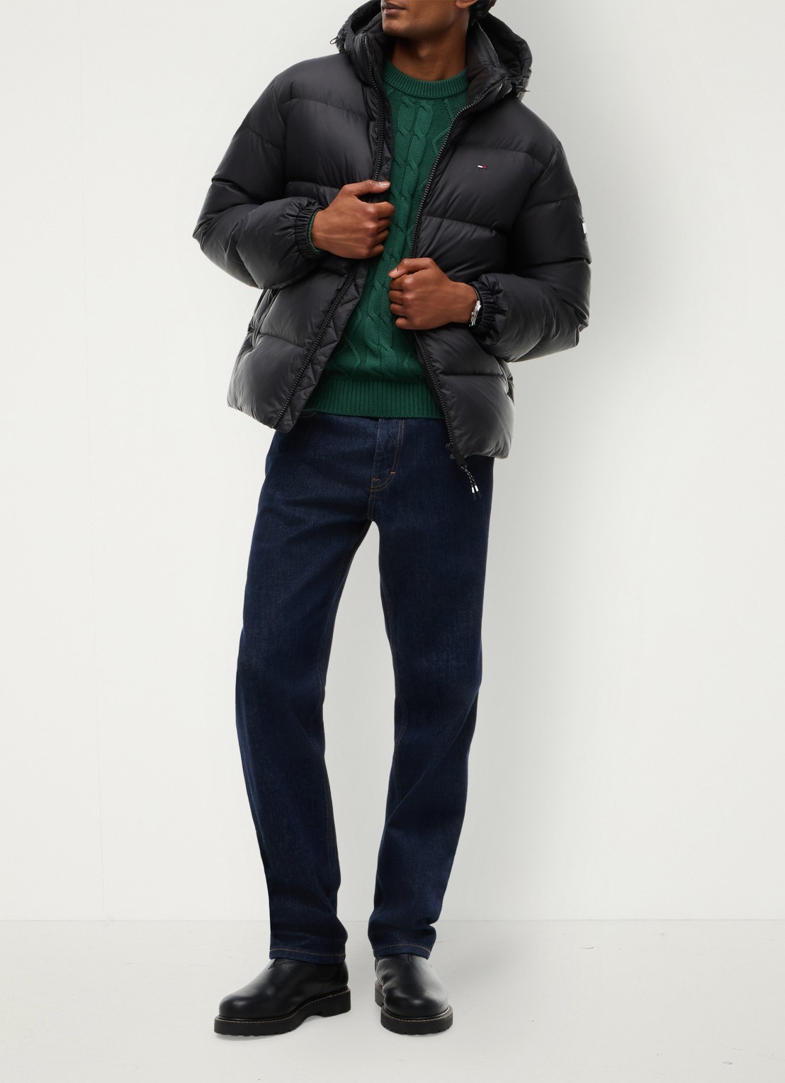 Tommy Hilfiger Puffer jas met donsvulling - voorkant 5 zwart