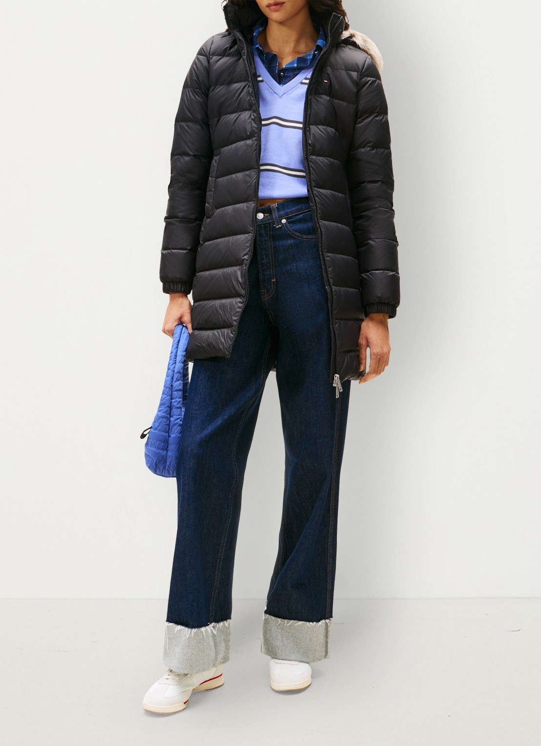 Tommy Hilfiger Puffer jas met steekzakken en logoborduring - voorkant 5 zwart