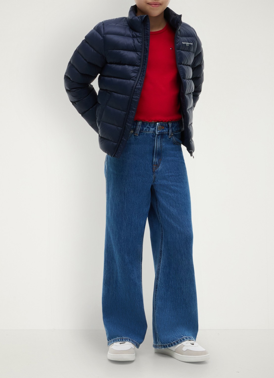 Tommy Hilfiger Pufferjas met logo  - voorkant dark night navy-c1g