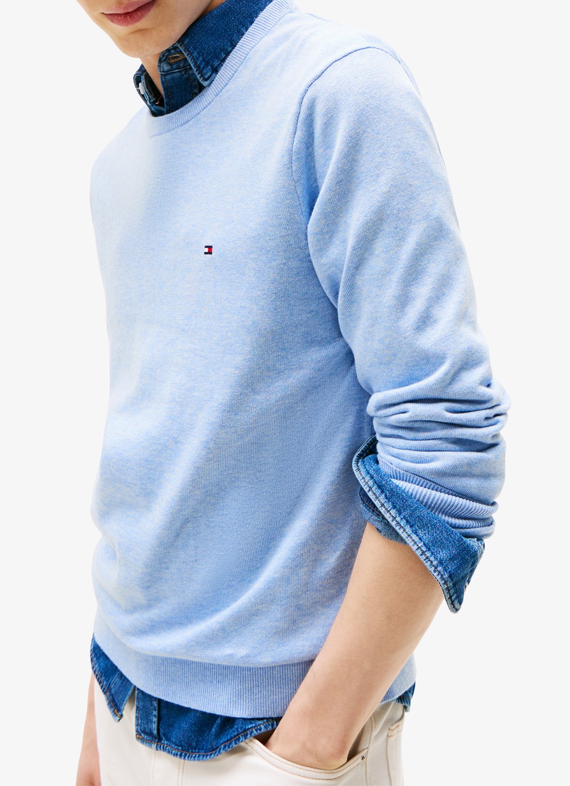 Tommy Hilfiger Pullover met logo - detail 6 lichtblauw