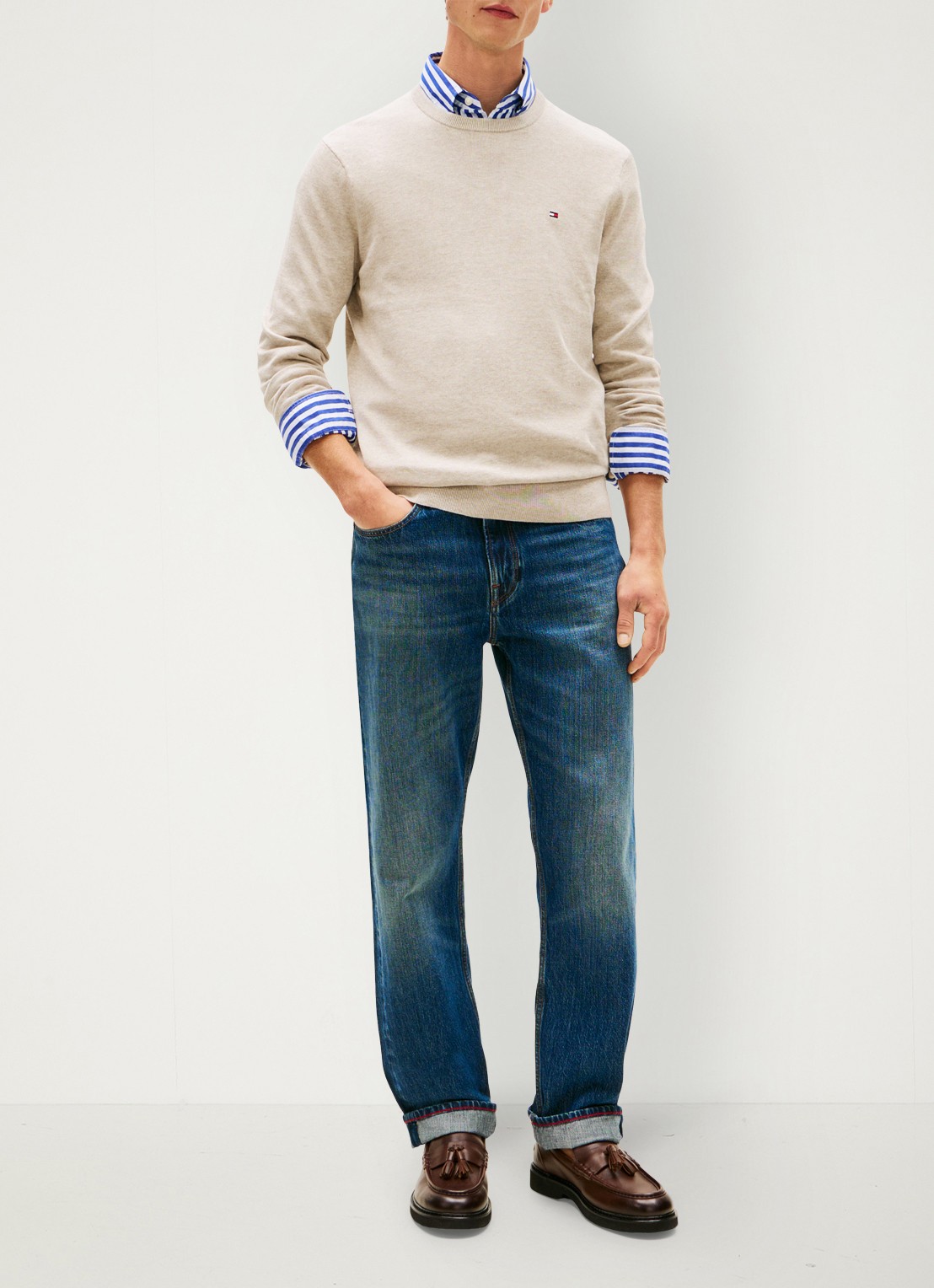 Tommy Hilfiger Pullover met logo - voorkant 5 beige