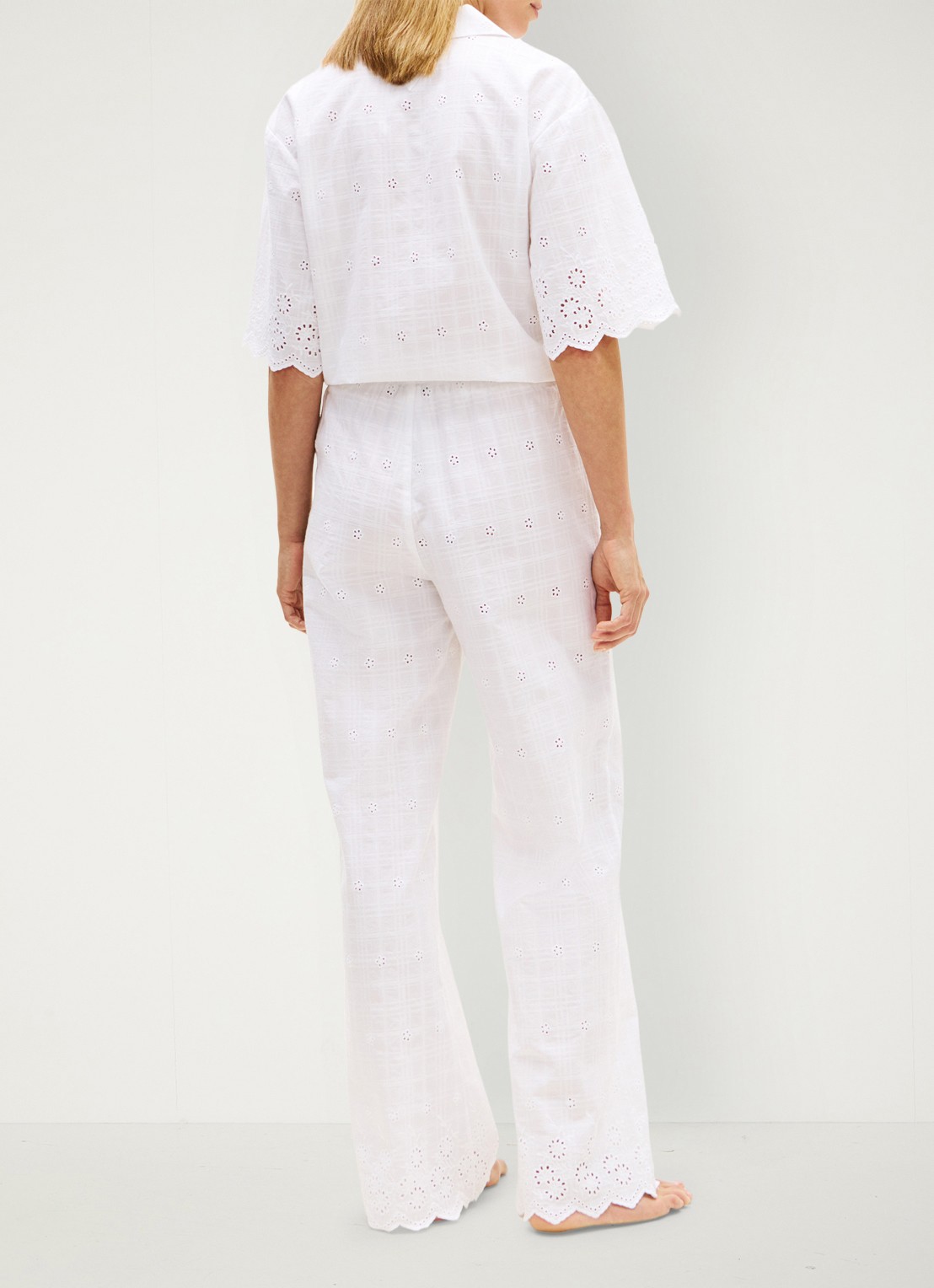 Tommy Hilfiger Pyjamabroek met broderie - achterkant wit