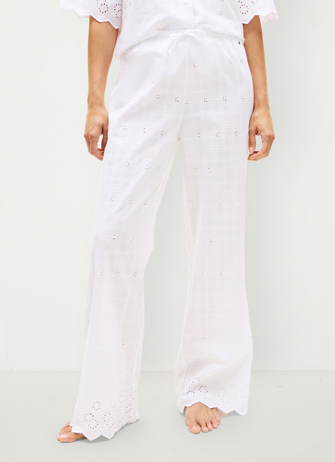 Tommy Hilfiger Pyjamabroek met broderie - detail 2 wit