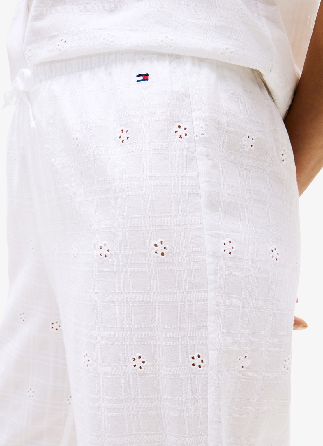 Tommy Hilfiger Pyjamabroek met broderie - detail 3 wit