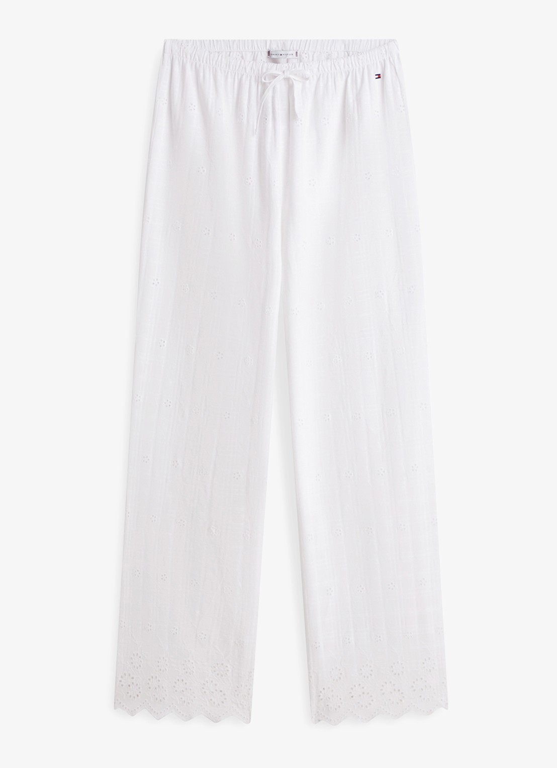 Tommy Hilfiger Pyjamabroek met broderie - voorkant 4 wit