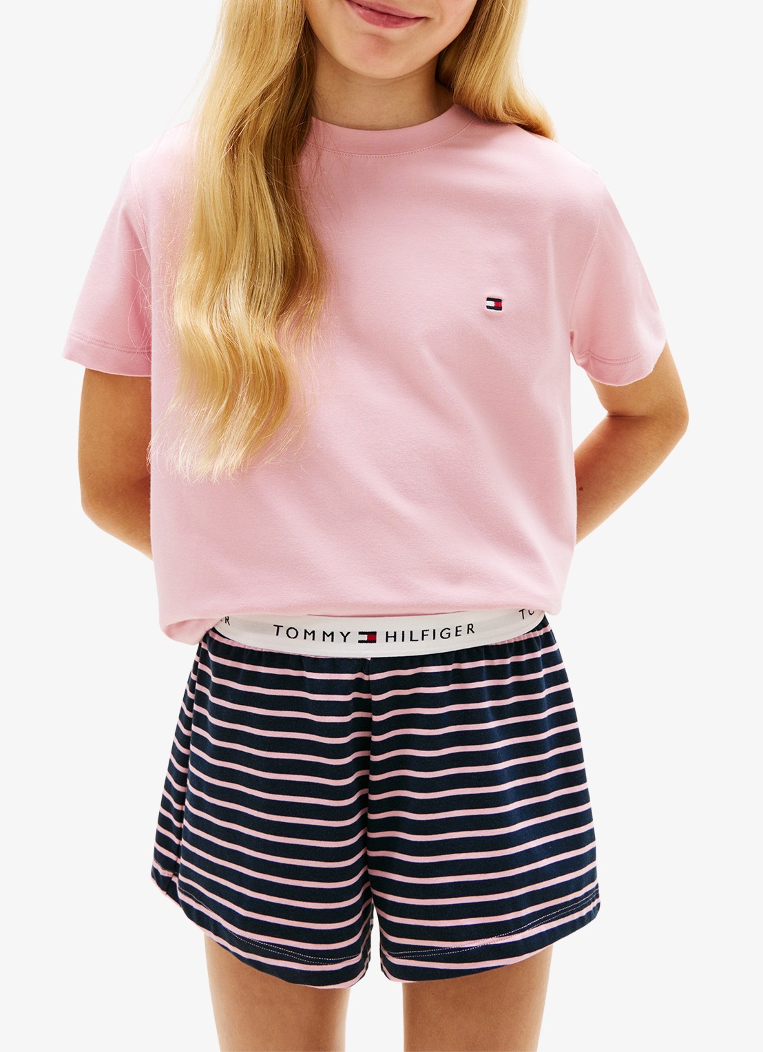Tommy Hilfiger Pyjamabroek met streepprint en logoband - detail 4 donkerblauw