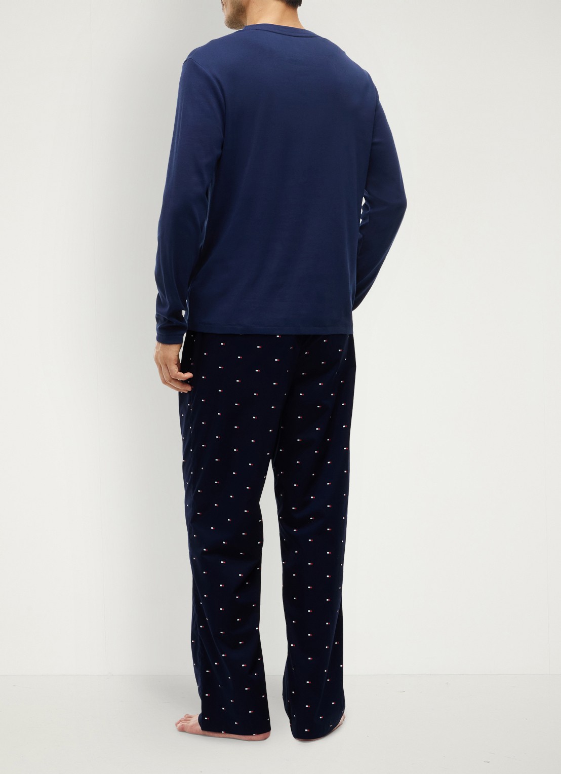Tommy Hilfiger Pyjamaset met logo 2-delig - achterkant 5 donkerblauw