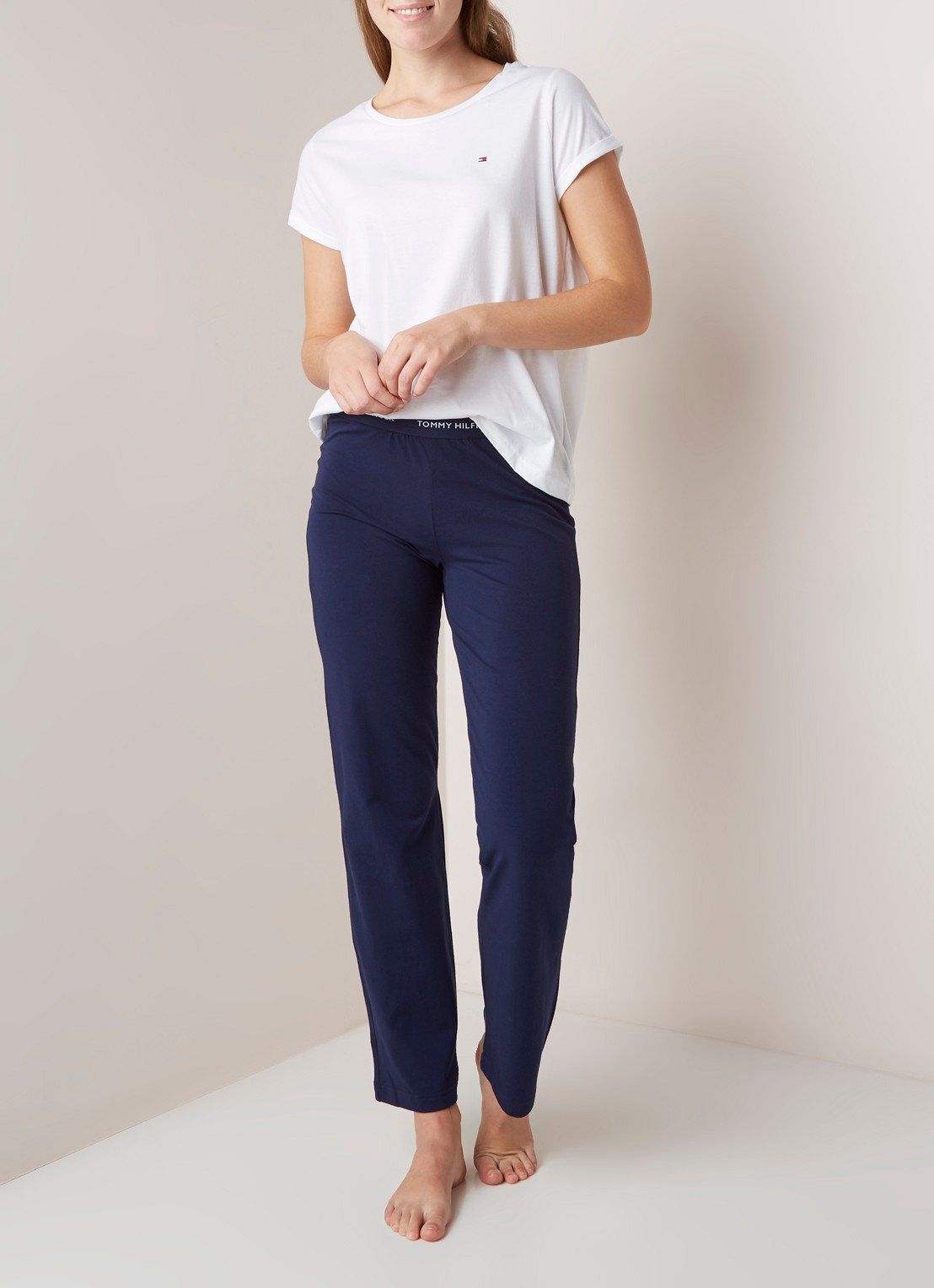 Tommy Hilfiger Pyjamaset van katoen - voorkant 5 wit