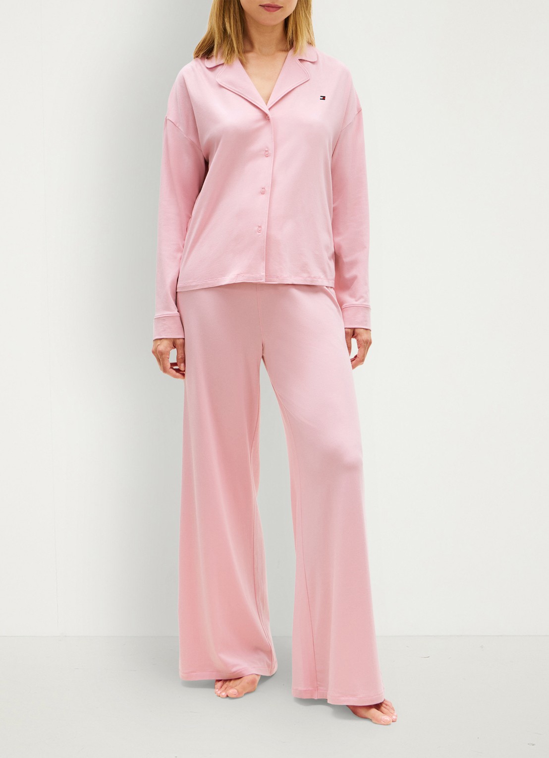 Tommy Hilfiger Pyjamatop met logo - voorkant 2 roze