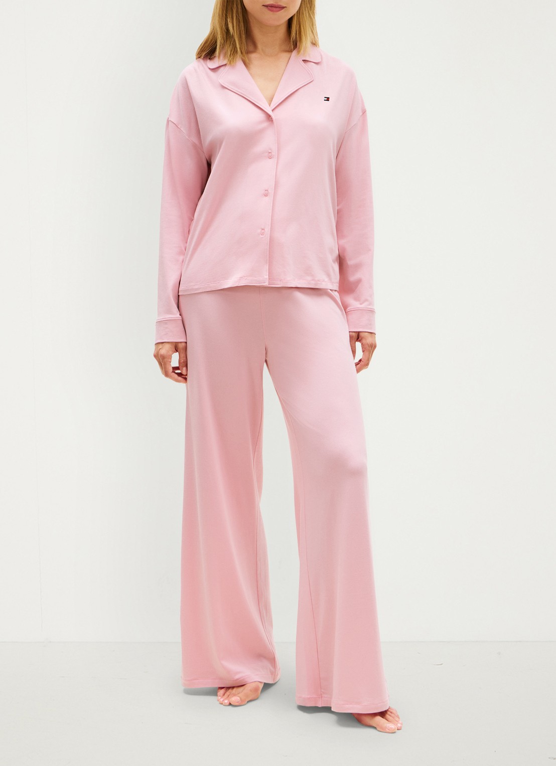 Tommy Hilfiger Pyjamatop met logoborduring - voorkant 5 roze