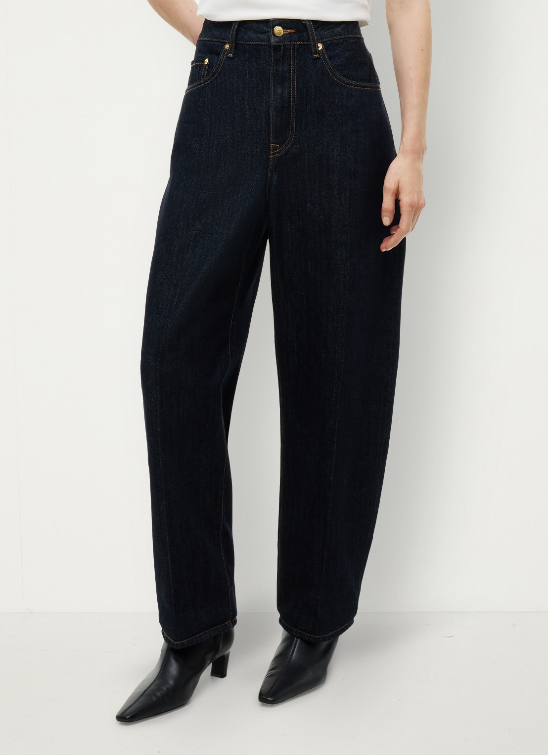 Tommy Hilfiger Quinn mid waist wide leg jeans met donkere wassing  - detail indigo