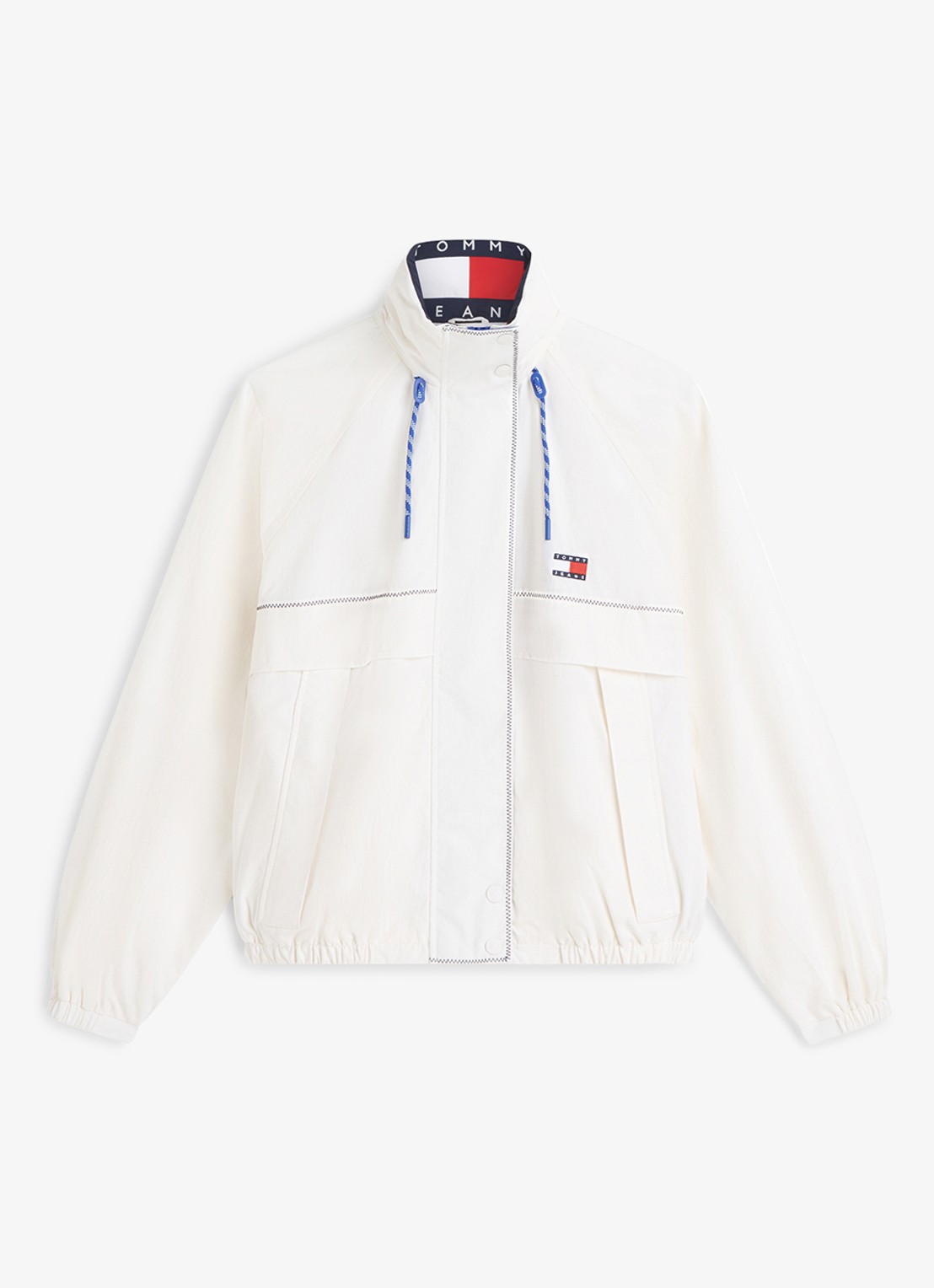 Tommy Hilfiger Regenjack met logo - voorkant gebroken wit