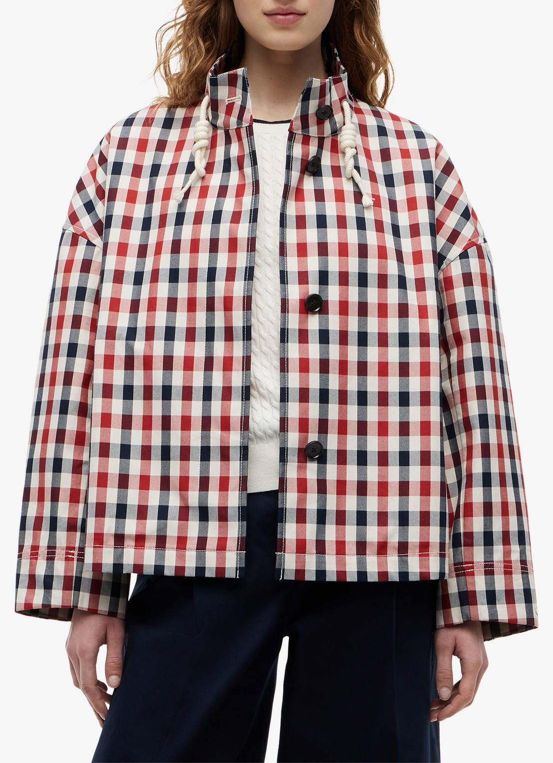 Tommy Hilfiger Regenjas met ruitdessin - detail rood