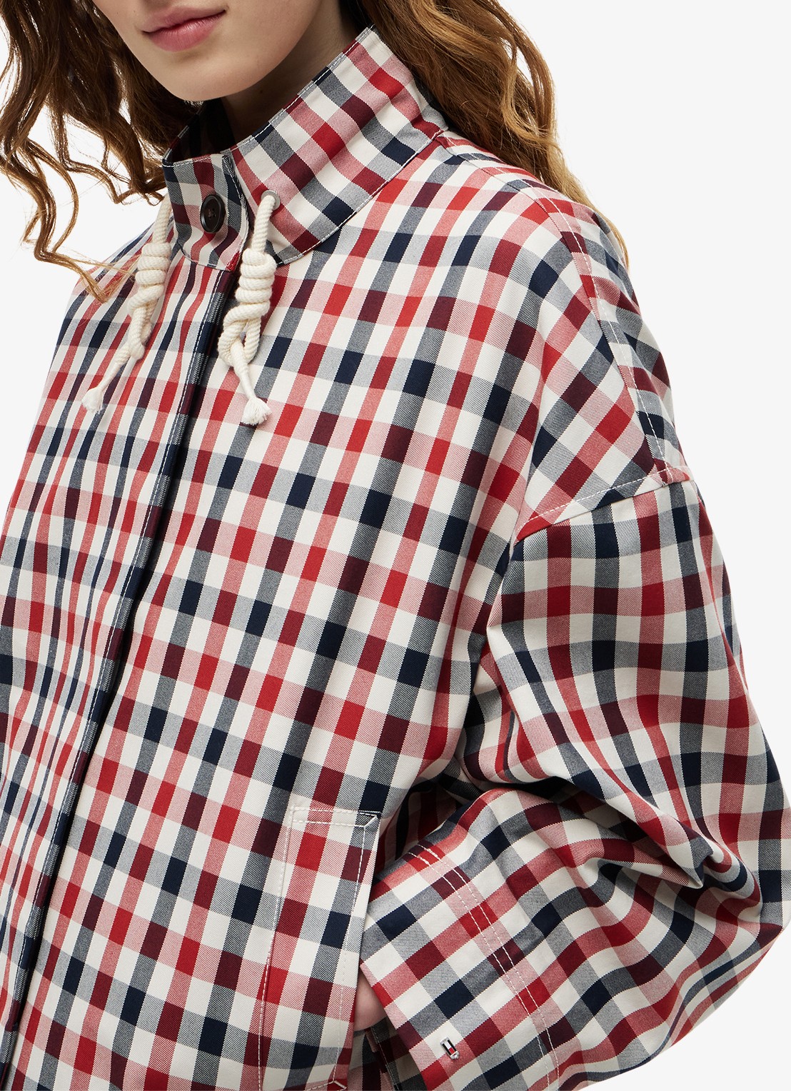 Tommy Hilfiger Regenjas met ruitdessin - detail 2 rood