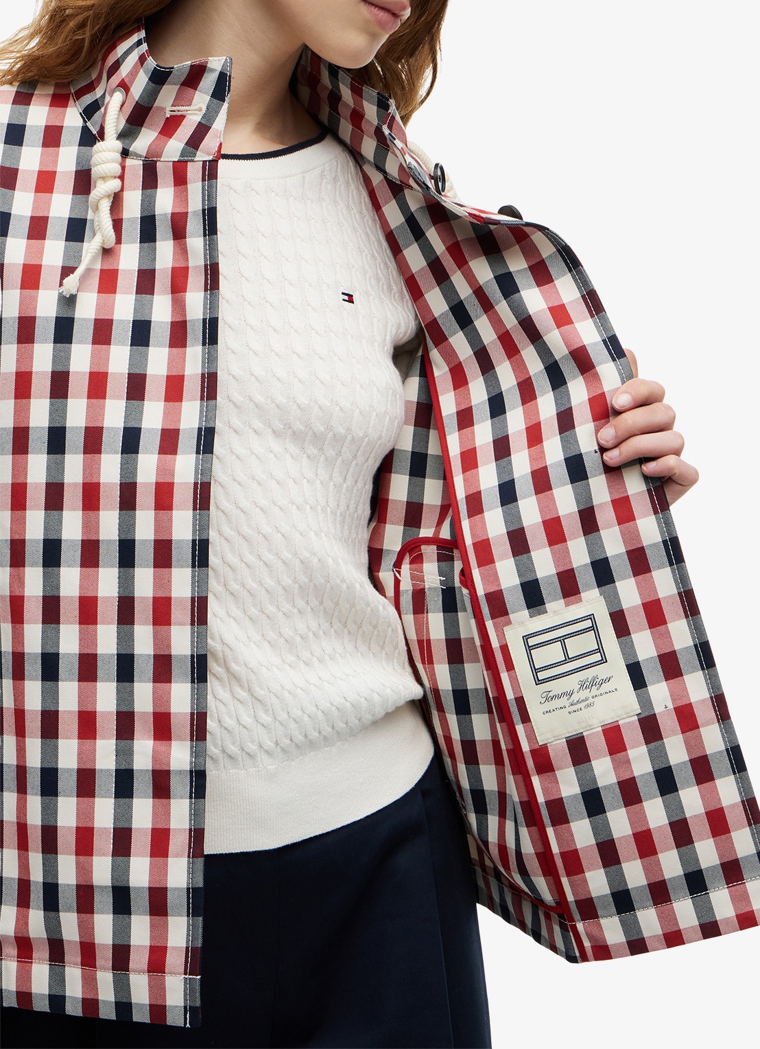 Tommy Hilfiger Regenjas met ruitdessin - detail 3 rood