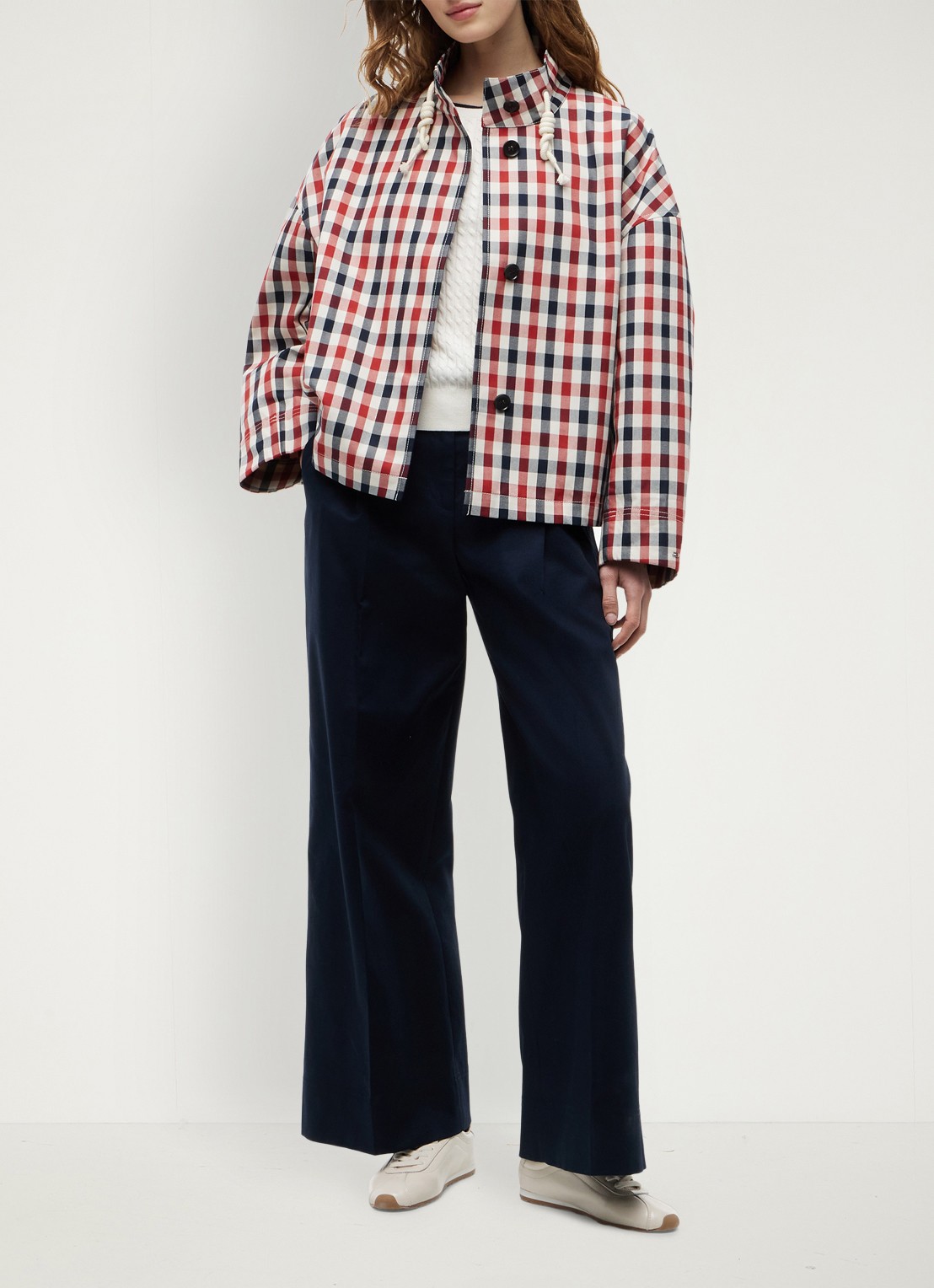 Tommy Hilfiger Regenjas met ruitdessin - voorkant 6 rood