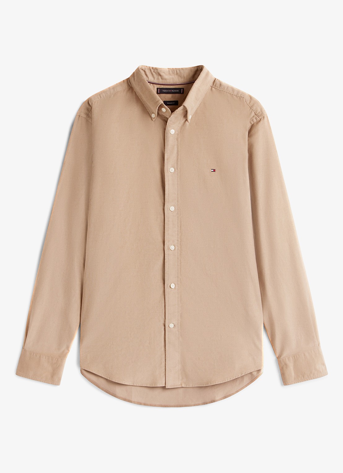 Tommy Hilfiger Reglar fit overhemd van flanel - voorkant beige