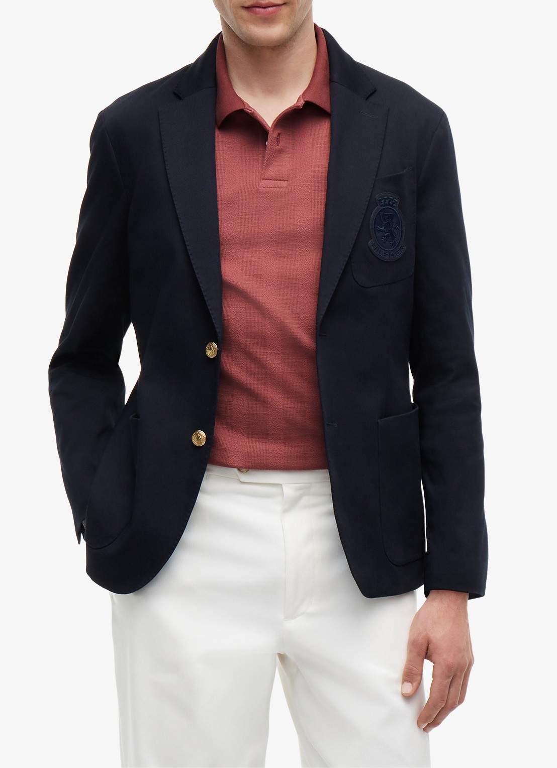 Tommy Hilfiger Regular fit colbert met steekzakken - detail 4 donkerblauw