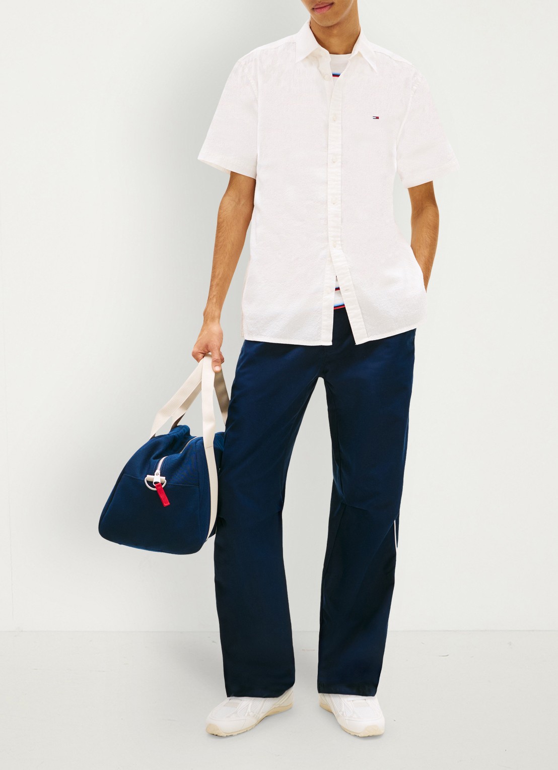 Tommy Hilfiger Regular fit overhemd in katoenblend - voorkant 5 wit