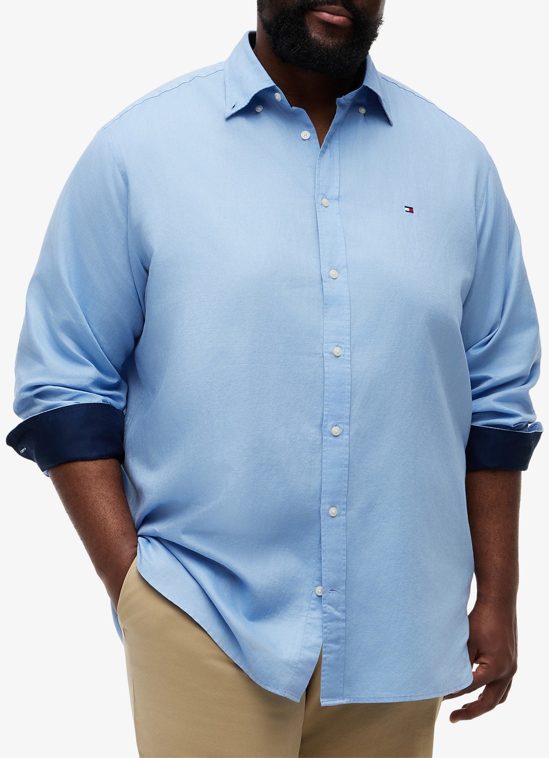 Tommy Hilfiger Regular fit overhemd in katoenblend - detail 2 blauw
