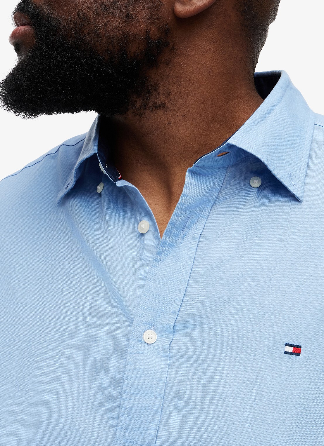Tommy Hilfiger Regular fit overhemd in katoenblend - detail 3 blauw